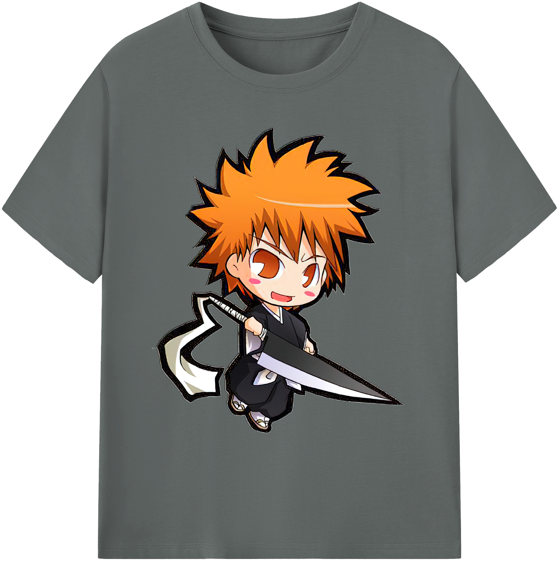 （画像用） ブリーチ 黒崎一護（くろさき いちご）BLEACH Kurosaki Ichigo 綿100％ メンズ半袖Tシャツ｜肌触りやわらか＆通気性